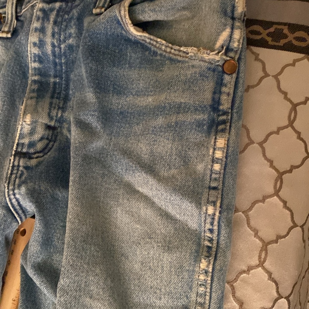 Wrangler Super Distressed Vintage Blokecore Denim Jeans 31/32 - Picture 13 of 15